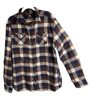 ELXR Buffalo Plaid Flannel Shirt Men 2XL Chest44”/Length32” Blue Brown Logger